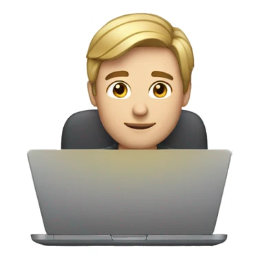 Man with brown hair and blonde highlights working on laptop sticker