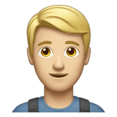 caucasian man with short blonde hair working on a computer sticker