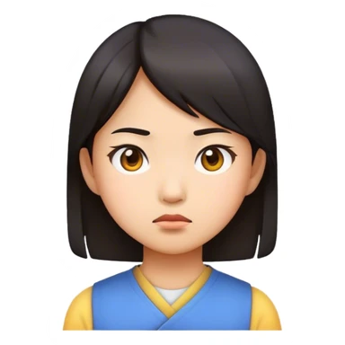 Emoji of a determined, North Korean defector, must be asian girl sticker
