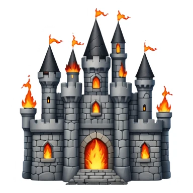 a castle from the game ''heckfire'' burning and the castle has the name NATE below it sticker
