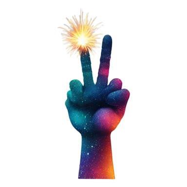 Middle finger shooting out a firework sticker