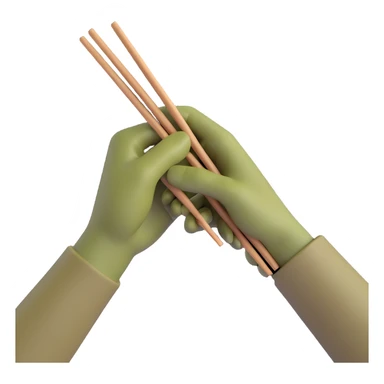olive colored hand holding chopsticks sticker
