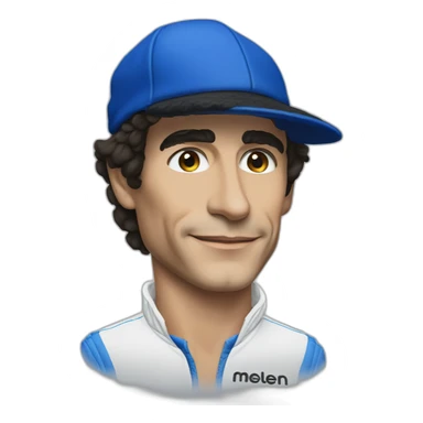 Ayrton Senna with his blue hat and mclaren overall sticker