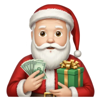 santa with money and instagarm logo on gift sticker