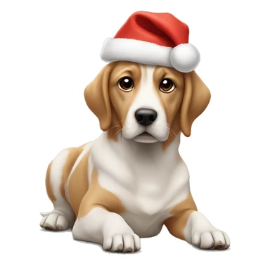 A dog with a Christmas hat on ￼ sticker