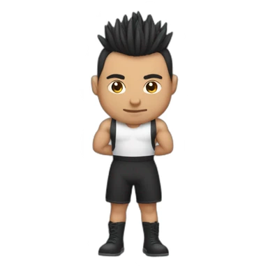 a beefy man with a black short mohawk sticker