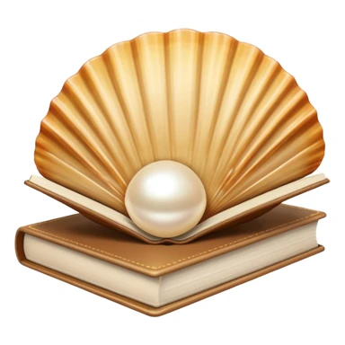 Open beige shell with pearl and beige books sticker