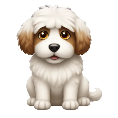 off white fluffy dog with brown eyes sticker
