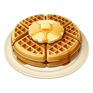 create a waffle on a plate with butter and maple syrup emoji sticker