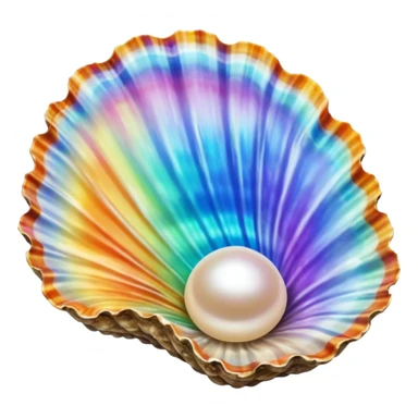 Rainbow oyster Shell with pearl sticker