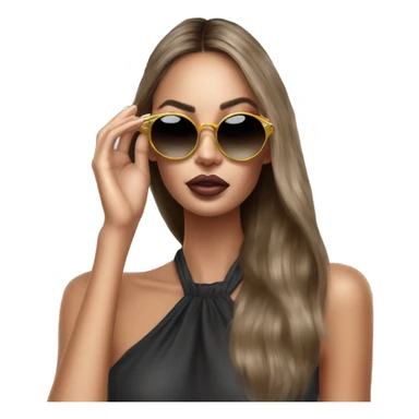 Hyper Realistic beautiful high fashion model putting on sunglasses  sticker