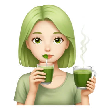 Girl Drinking Matcha  sticker