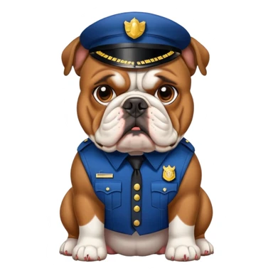 english bulldog wearing a security uniform sticker
