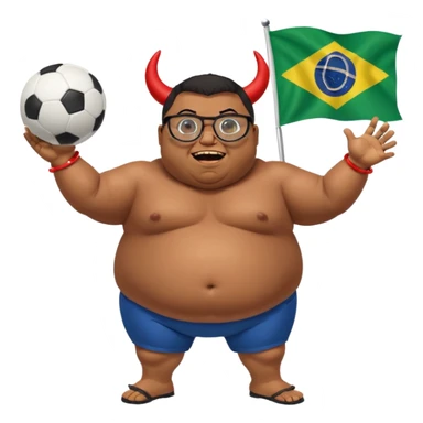 make an guy called pedro who is dancing with a football and playing brazzilian phonk and hee has glasses and is obese and make it look like hes listening to brazzilian phonk so it has a brazil flag and text saying phonk on it and give him demon laser eyes phonk demon tuff boii  sus phonk brazilo! sticker