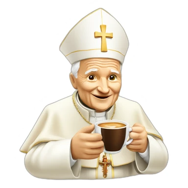emoji style pope John Paul II offering coffee sticker