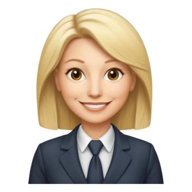 serious business woman in her forties in full suit mousey blond hair sticker
