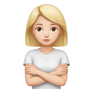 girl holding neck with arms crossed sticker