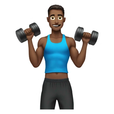 skinny guy training with dumbells behind his head sticker