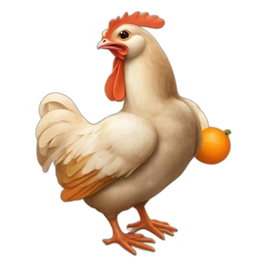 Poulet qui gobe une loutre orange sticker