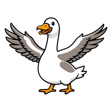 goose with wings spread out in t position sticker