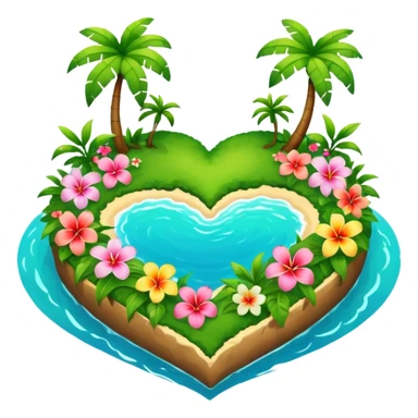 A island heart with green and flowers on it sticker