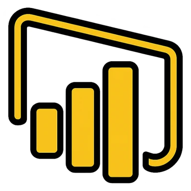 modern icon style Power BI logo in yellow color sticker