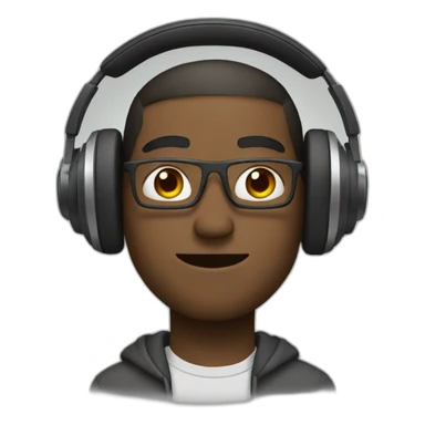 guy with headphones with arms in X formation sticker