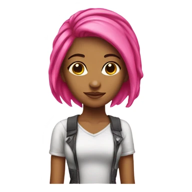 Girl with hot pink hair pretty sticker