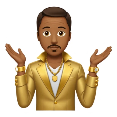 MC Hammer with dark brown hair, gold outfit sticker