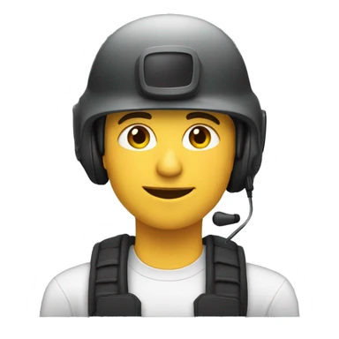operator dressed in black with a milatary helmet, without glasses, wearing a headset, preferably male white sticker
