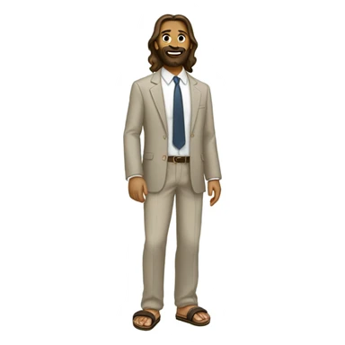Jesus wearing a suit and Birkenstocks sticker