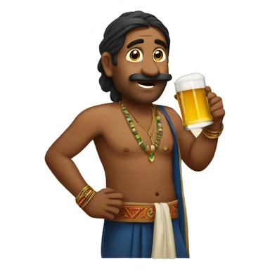 An indian man driking a beer sticker