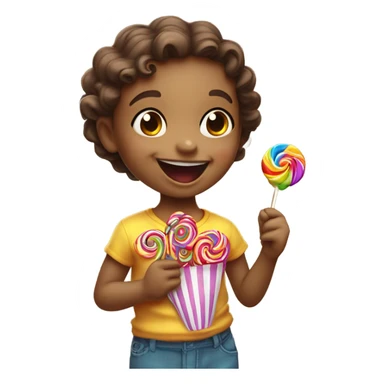 Child with chupa chups sticker