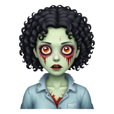 uma mulher zumbi de cabelo cacheado preto  sticker