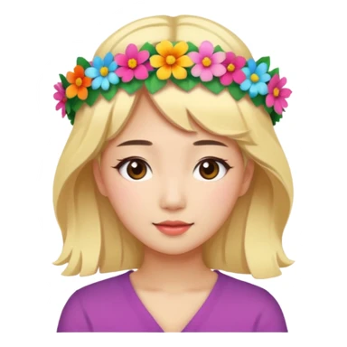 asian woman blonde flower crown sticker