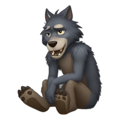 Lonely werewolf depressed sitting sticker