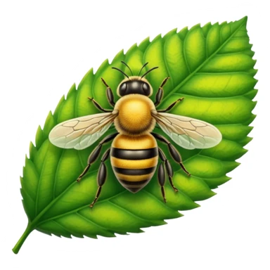 a bee on leaf sticker