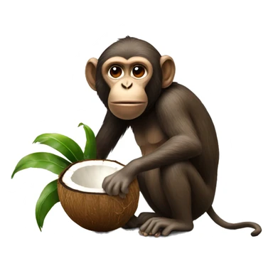 Monkey drinking out of a coconut sticker