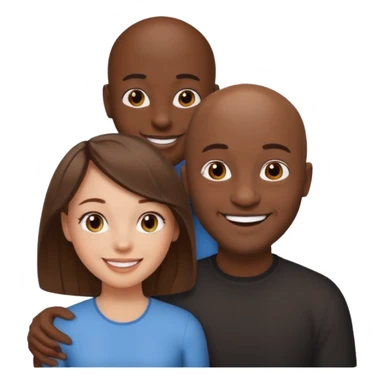 Black bald guy white girl brown hair sticker