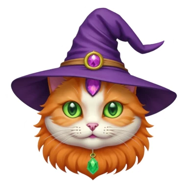 cat wear purple wicth hat sticker