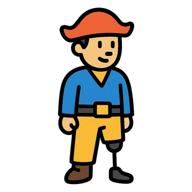 colored icon of a man with a peg leg sticker