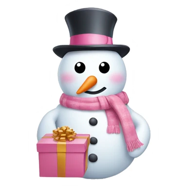 pastel pink snowman and gift sticker