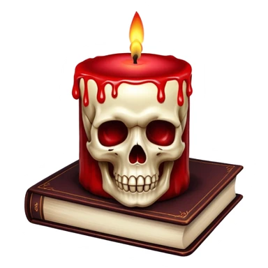 skull candle on black occult books dark red sticker