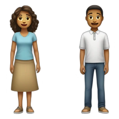 Fille allonger peid en l'arrair et garçon devant sticker