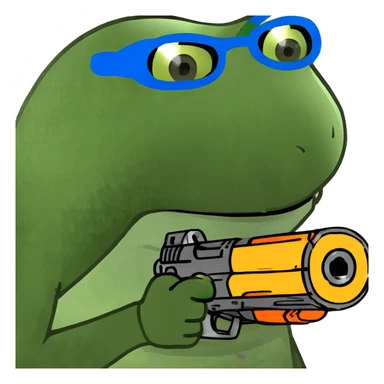 With nerf gun sticker