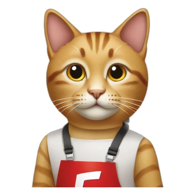 cat working at kfc sticker