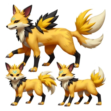 Feral Quadrupedal Digitigrade Luxray-Jolteon-Lycanroc-Furret-Renamon-Zeraora-fusion-hybrid-creature, full body  sticker