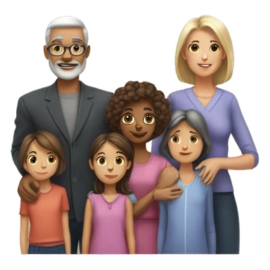 father, mother, tw elder daughters and one youngr boy sticker