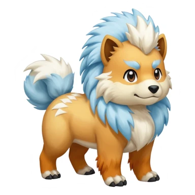 White snowy furry bushy frosty coy glacial icy Growlithe-Aracanine-Ponyta-Entei-fusion (full body) sticker