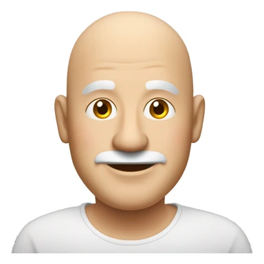 a bald fat friendly man no spectacles and no facial hair who is welcoming in his mid 50s for a travel tour guide company logo sticker